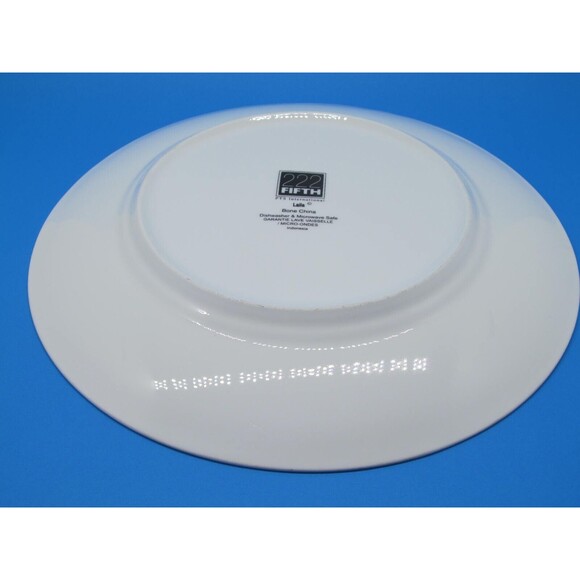 222 Fifth Laila White With Embossed Dots On Rim 11" Dinner Plate  GUC - Picture 8 of 9